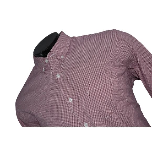 J Crew Dress Shirt Flex Washed Mens Size Large Classic Stretch Red Plaid Cotton - Picture 1 of 6